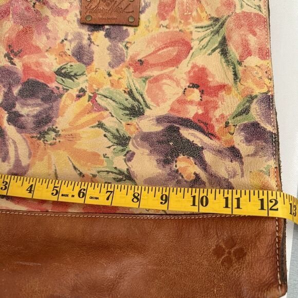 Patricia Nash Tote Leather Floral Pastels Brown Shoulder Bag Book Boho Hippie - Picture 9 of 11